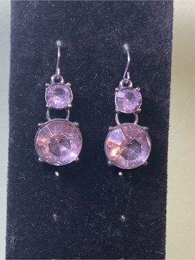 Elegant Purple Crystal Drop Earrings - Women Jewelry